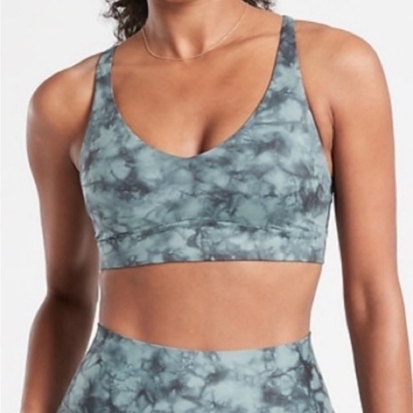Athleta Solace Sports Bra Tie Dye Marble Strappy Blue Small - Picture 1 of 7